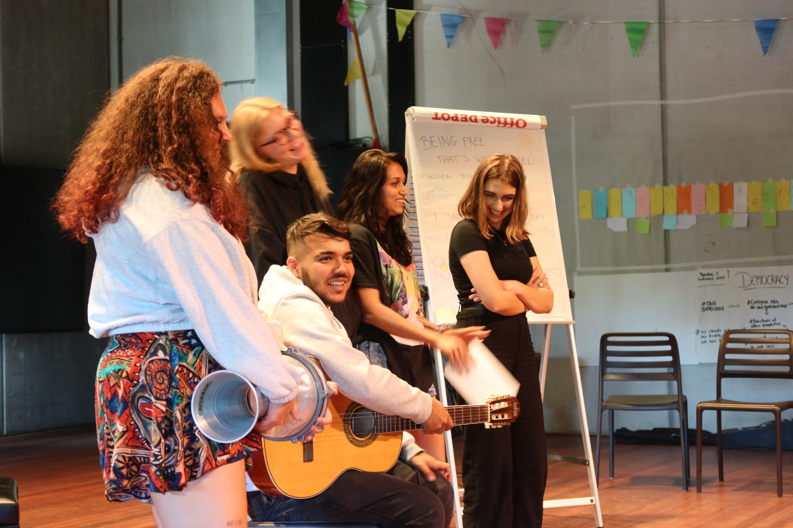 Young musicians playing their human rights song